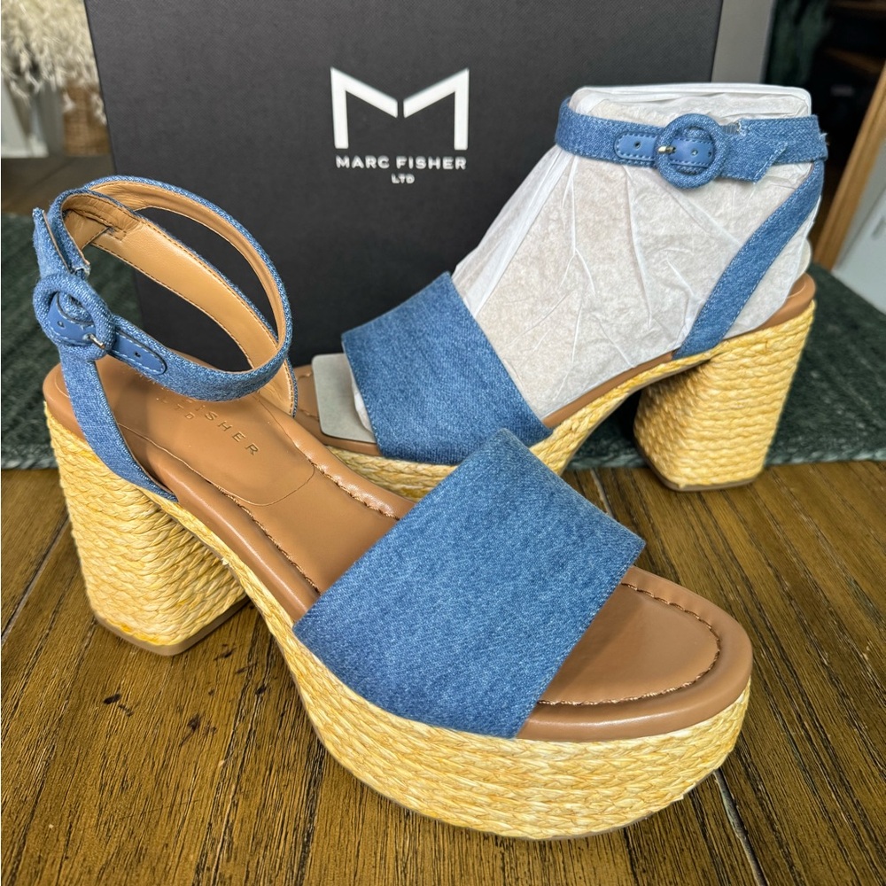 Marc Fisher denim espadrillele wedge sandal